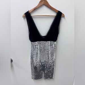 bebe Black and Silver Sequin Mini Dress